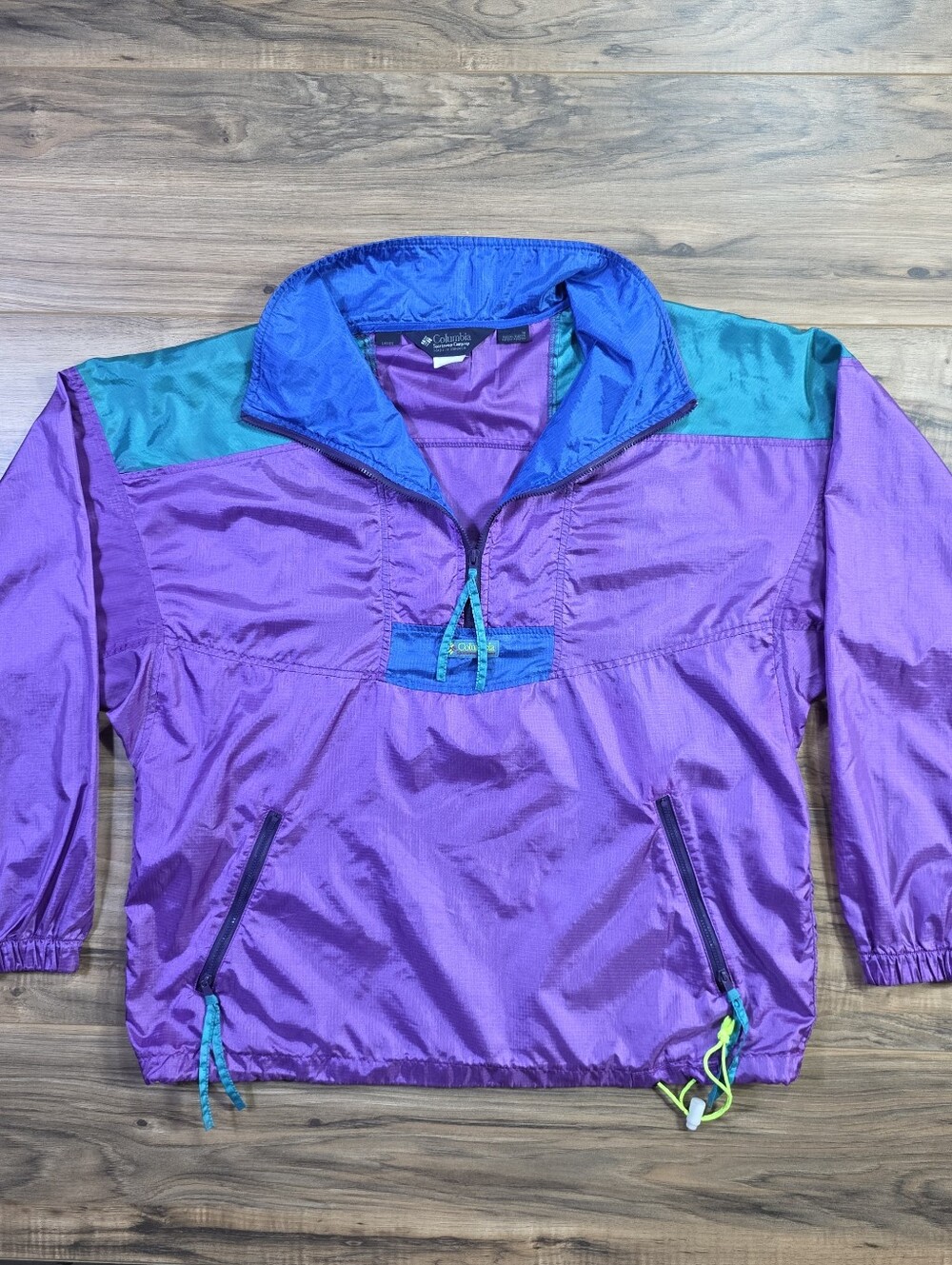 Columbia Vintage Radial Sleeve Colorblock 1/4 Zip Pullover Jacket Ladies Large